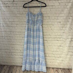 MINKPINK Emergy Midi Dress Blue and White Plaid NWT